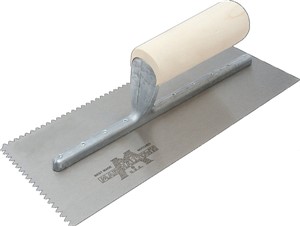 MARSHALLTOWN TROWEL 1/4&quot; X 1/4&quot; V-CURVED WOOD HANDLE