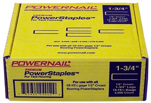 POWERNAIL 1-3/4&quot; POWERSTAPLES 1/2&quot; CROWN 15.5GA 5,000/BX